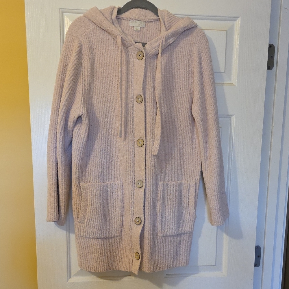 Barefoot Dreams Blush Hooded Cardigan Sweater